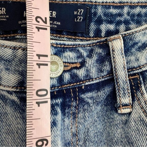 Hollister Ultra High Rise Acid Wash Ripped Patch Mom Jean Vintage Stretch - Picture 10 of 12